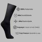 Kit 12 Pares de Meia Social | Preto, Cinza, Marrom Azul | Uso com ternos, roupas sociais e casuais.